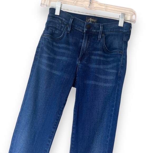 Agolde Dark Rinse Whisker Wash Mid rise Skinny Straight Leg Denim Jeans - Picture 6 of 8